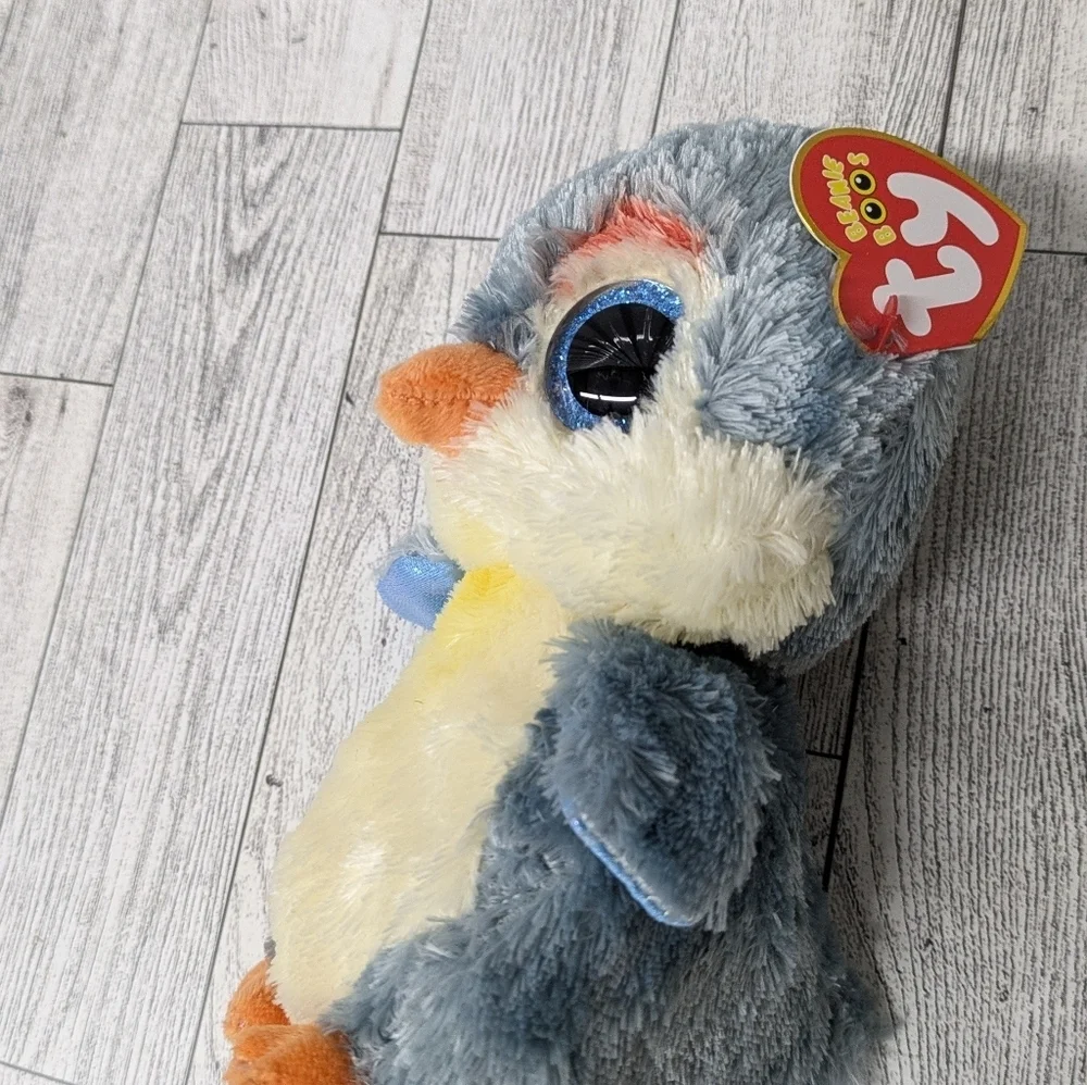 Ty fisher Plush Penguin Toy - Gray and Orange
